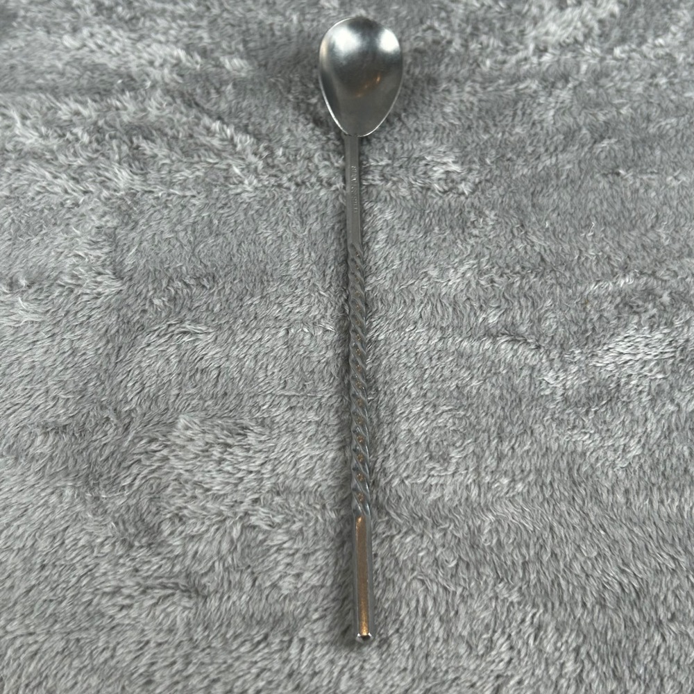 Vintage MCM Stainless Steel Swizzle Stick Spoon Bar Accessory Made in USA
